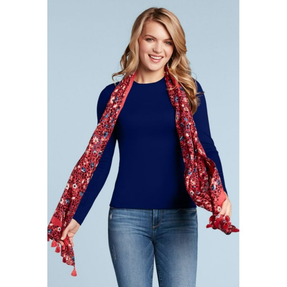 JudyP Juliet Jewel Neck Long Sleeve Top Size Medium